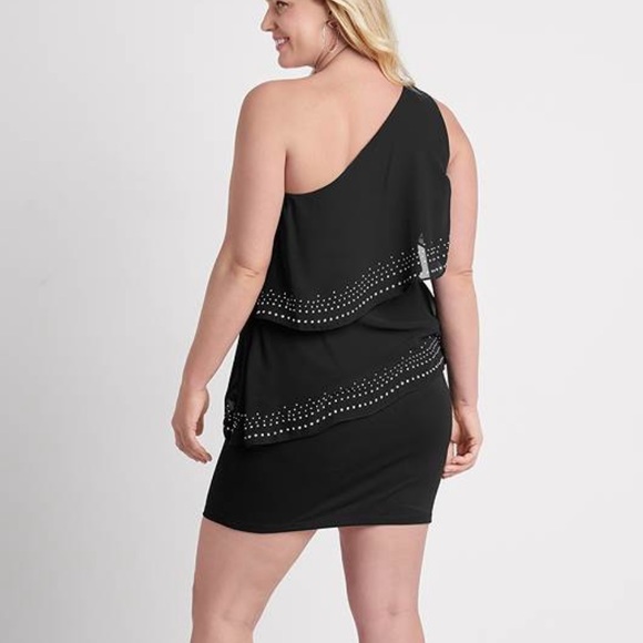 Plus Size One-Shoulder
Embellished Dress Black color Size 3X - Picture 2 of 9